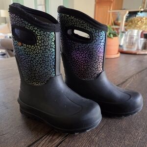 Kids' Black and Iridescent Winter Boots